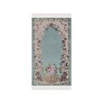 Zemzem Bursa Çiçekli Astarlı Dokuma Seccade Su Yeşili Renk