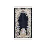 Zemzem Bursa Çiçekli Astarlı Dokuma Seccade Siyah Renk