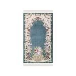 Zemzem Bursa Çiçekli Astarlı Dokuma Seccade Yeşil Renk