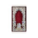 Zemzem Bursa Çiçekli Astarlı Dokuma Seccade Bordo Renk