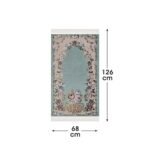 Zemzem Bursa Çiçekli Astarlı Dokuma Seccade Su Yeşili Renk - Görsel 4