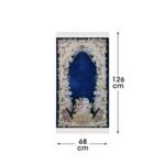 Zemzem Bursa Çiçekli Astarlı Dokuma Seccade Lacivert Renk - Görsel 4