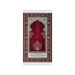 Zemzem Bordo Renkli Çiçekli Mihraplı Dokuma Seccade 500 gr